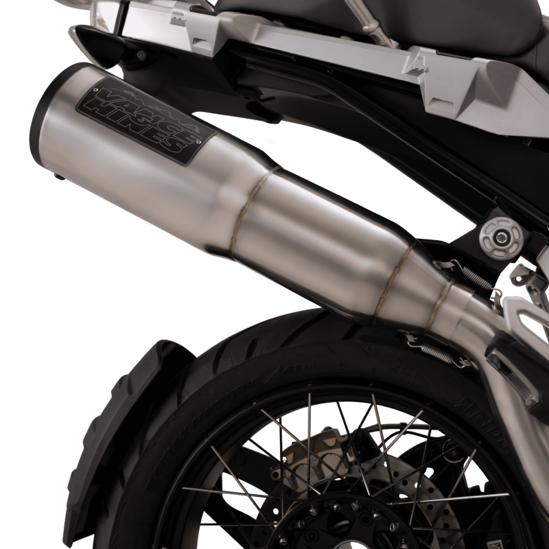 BMW R1200GS Performance Exhaust - Vance and Hines - Adventure Hi-Output 500 Slip-On, Stepped 5-inch Muffler, 304 Stainless Steel, CNC Billet End Cap, SAE J2825, 50-State Emissions Compliant - `13-`18